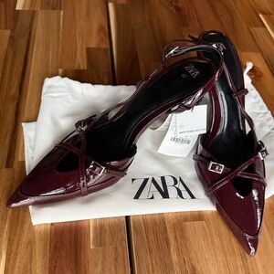 Zara Burgundy Kitten Heels